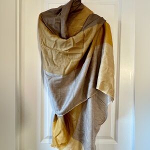 Authentic Semi-Pashmina Stole from Kashmir – Three-Tone Soft Wool Scarf (New)